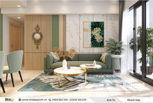 Phòng khách hiện đại tại căn hộ Emerald Celadon City 63m2